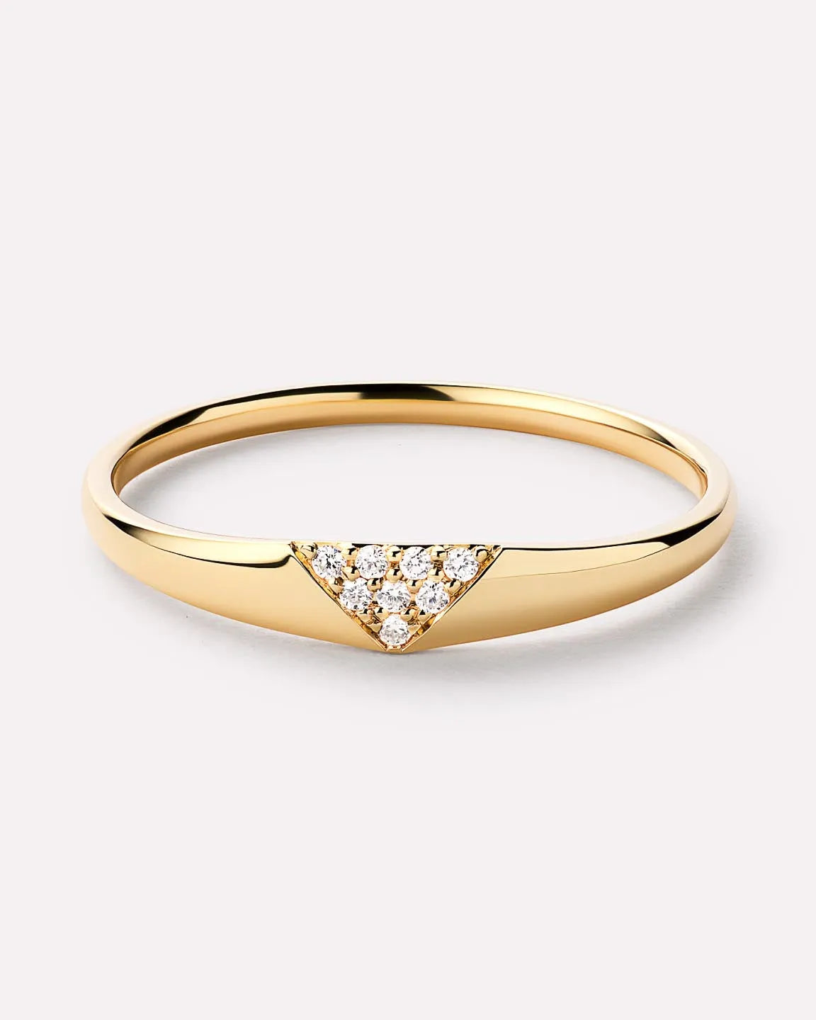 Solid Yellow Gold - Trillion Diamond Signet Ring