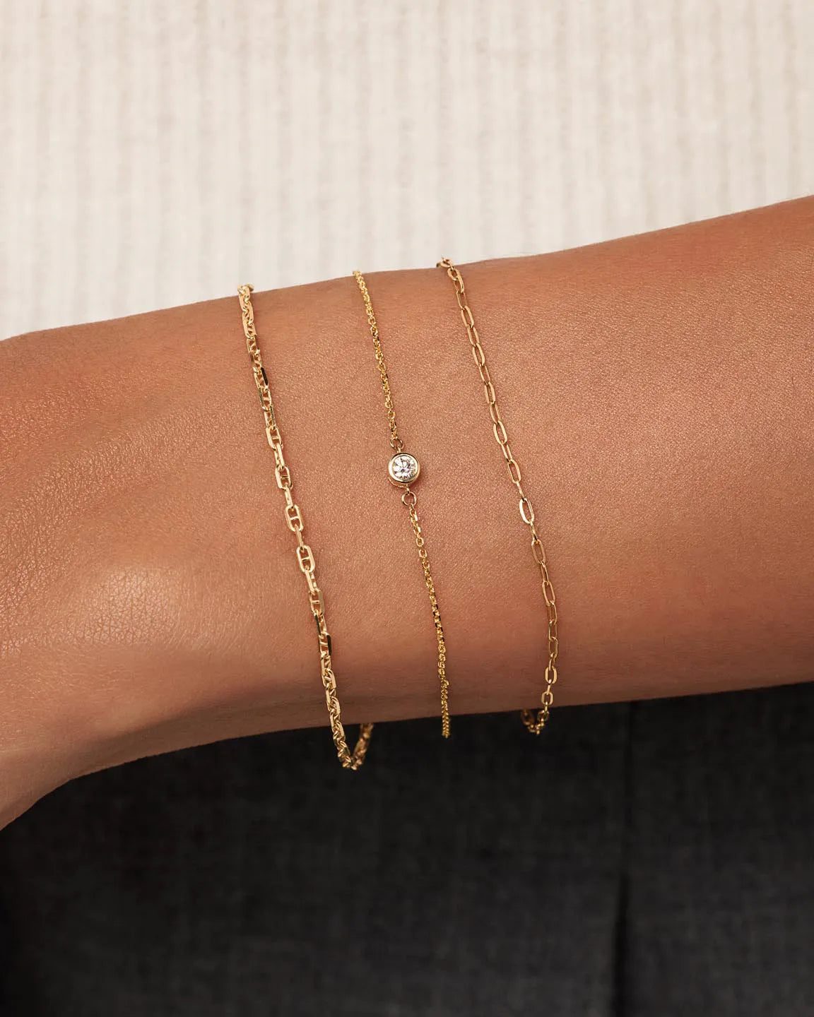 Solid Yellow Gold - Mini Anchor Chain Bracelet
