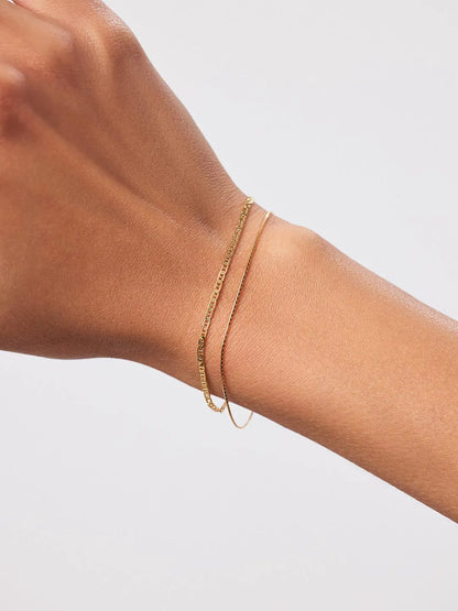 Solid Yellow Gold - Flat Mariner Chain Bracelet