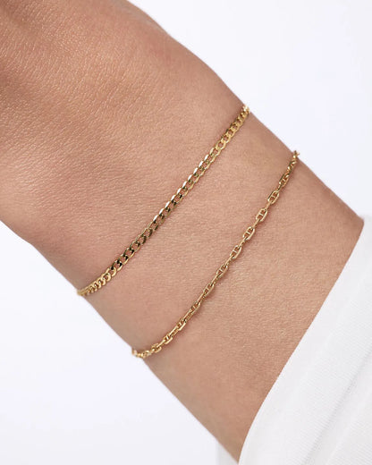 Solid Yellow Gold - Mini Curb Chain Bracelet