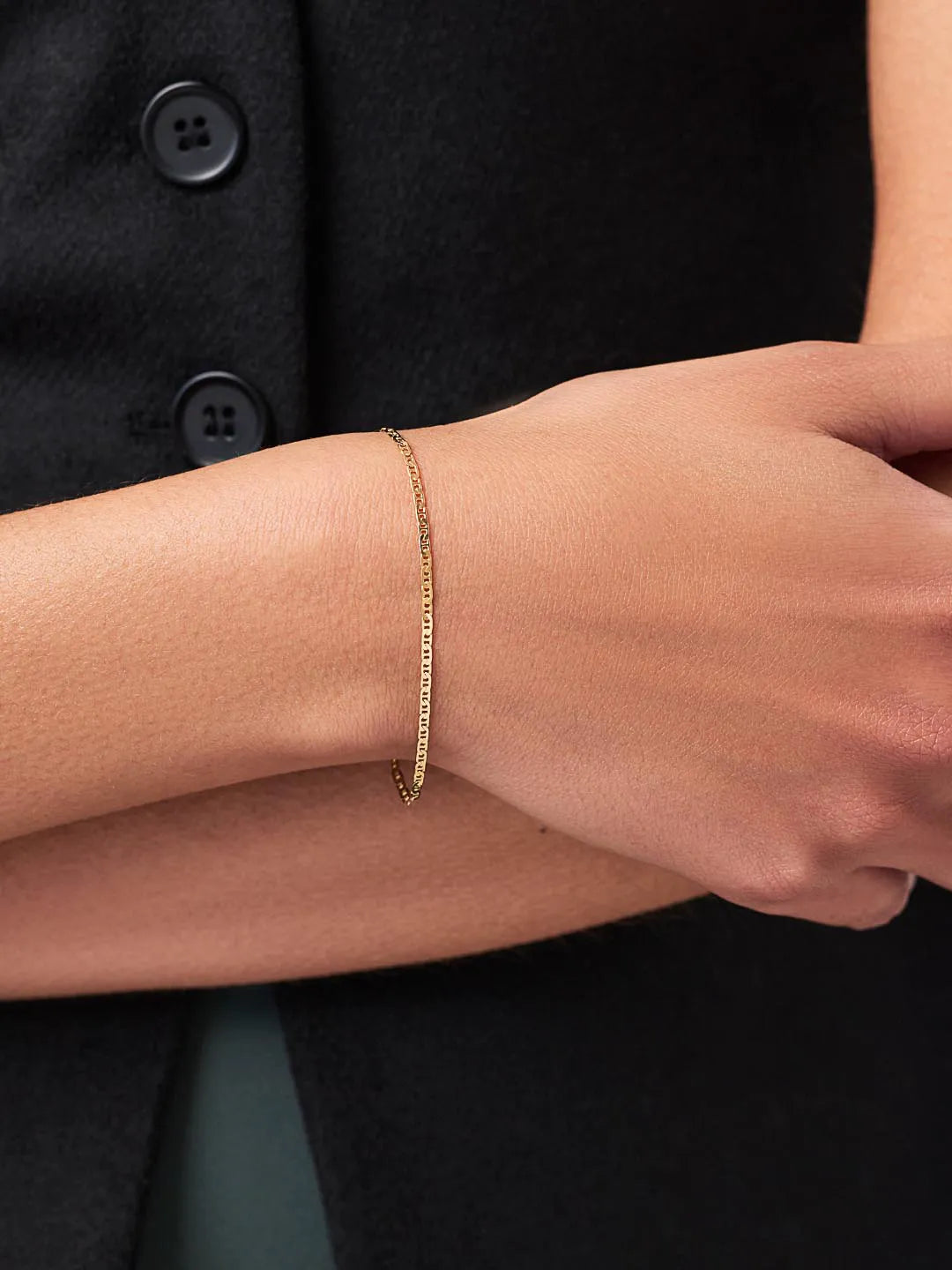 Solid Yellow Gold - Flat Mariner Chain Bracelet