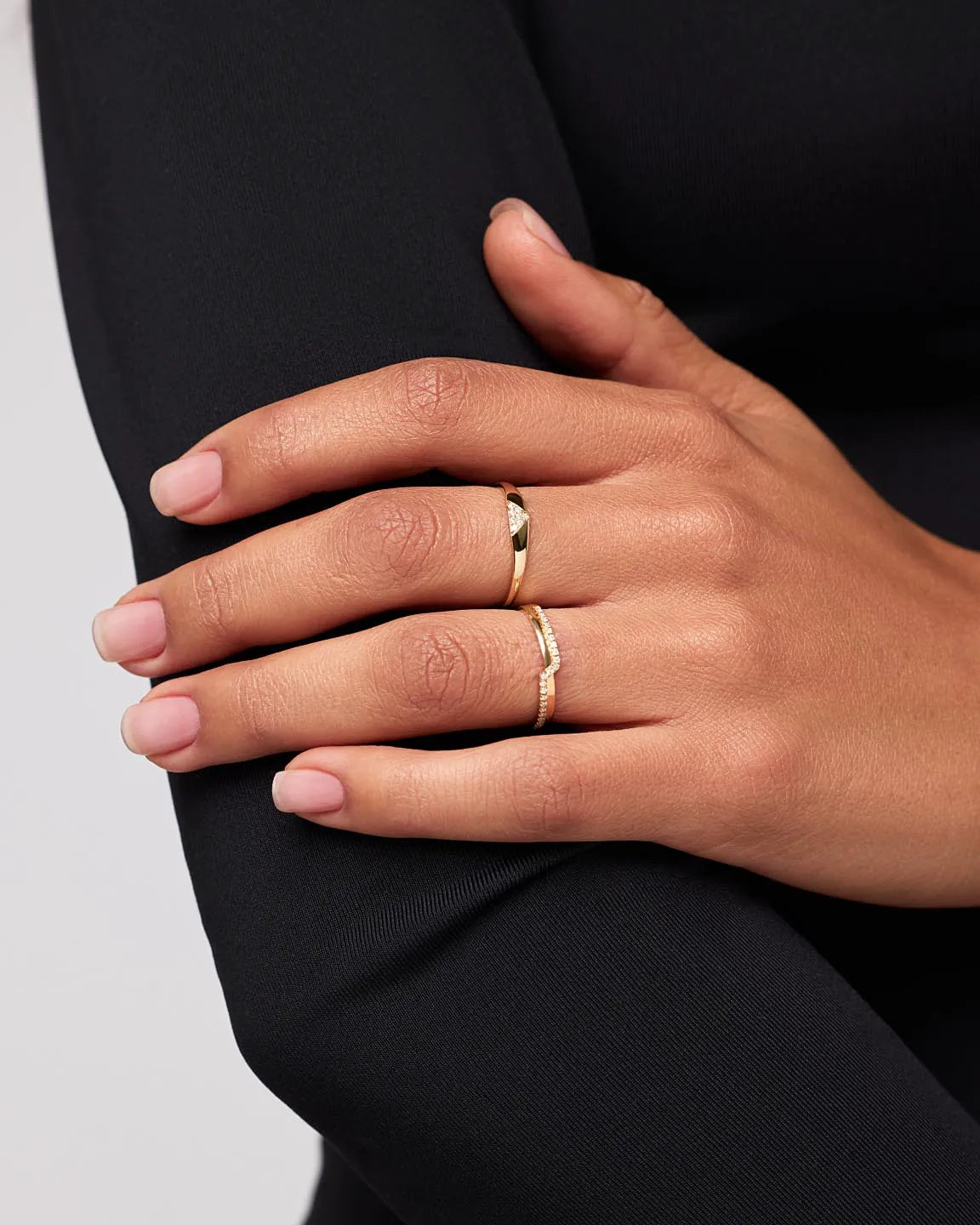 Solid Yellow Gold - Trillion Diamond Signet Ring