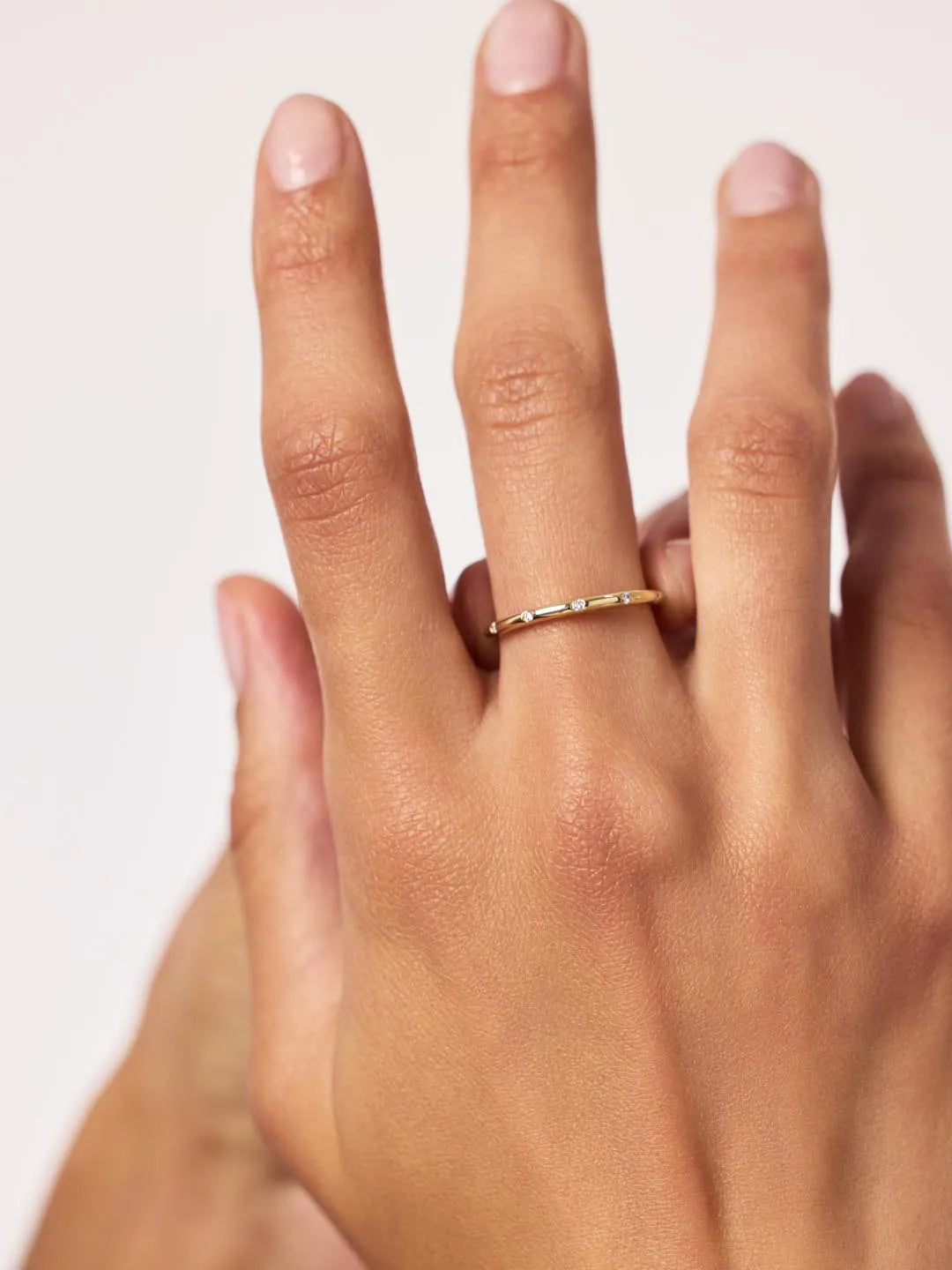 Gold Band Ring - Diamond Station Ring