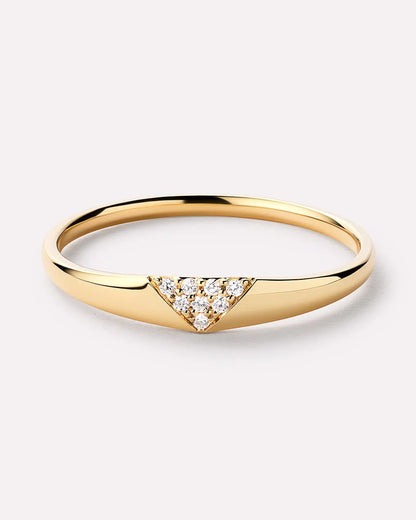Solid Yellow Gold - Trillion Diamond Signet Ring