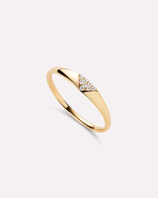 Solid Yellow Gold - Trillion Diamond Signet Ring